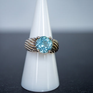 Brilliant Blue Topaz Sterling Statement Ring Size 8