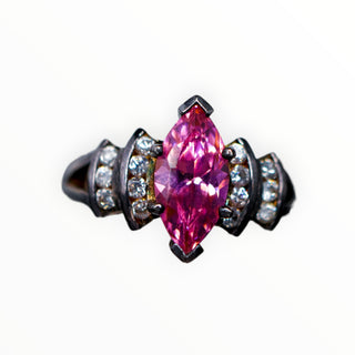 Marquise Hot Pink Bling Sterling Ring Size 8.5