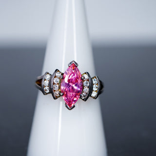 Marquise Hot Pink Bling Sterling Ring Size 8.5