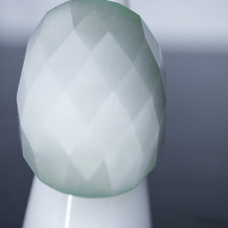 Oversized Sea Green Frosted Dome Ring Stainless Steel Size 8.5