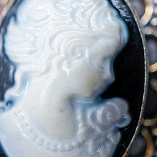 Classic Faux Cameo Ring with Ornate Edge Size 7.5