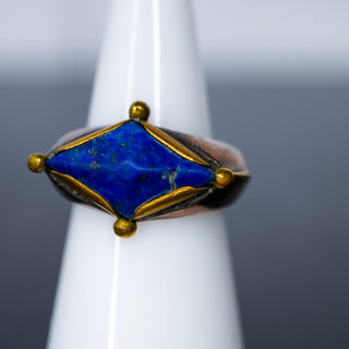 Vintage Antique Chunky Lapis Blue Diamond Shape Ring Size 7