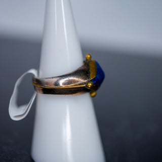 Vintage Antique Chunky Lapis Blue Diamond Shape Ring Size 7