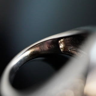 Mariam Stone Fossil Effect Stainless Steel Ring Size 8