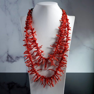 Vintage Multi-Strand Red Branch Coral Statement Necklace - 22" by Reserved Grace
