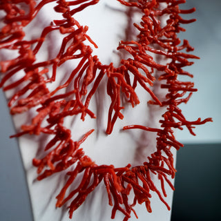 Vintage Multi-Strand Red Branch Coral Statement Necklace - 22" by Reserved Grace