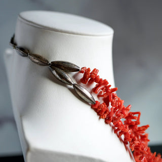 Vintage Multi-Strand Red Branch Coral Statement Necklace - 22" by Reserved Grace