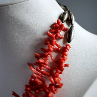 Vintage Multi-Strand Red Branch Coral Statement Necklace - 22" by Reserved Grace