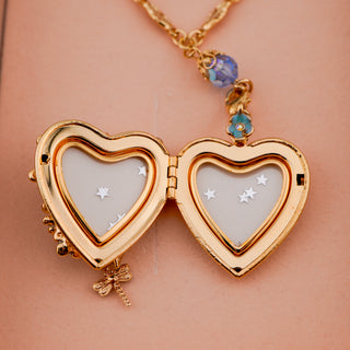 Vintage Kirks Folly Forget Me Knot Gold Plated Heart Locket Pendant Necklace 29 Inch NOS