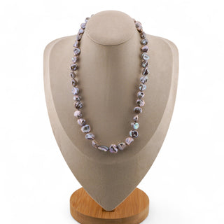 Baroque Freshwater Pearl Necklace in Silvery Lavender with Sterling Accent Clasp