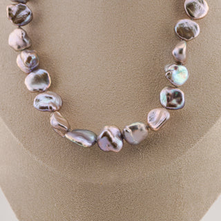 Baroque Freshwater Pearl Necklace in Silvery Lavender with Sterling Accent Clasp