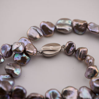 Baroque Freshwater Pearl Necklace in Silvery Lavender with Sterling Accent Clasp