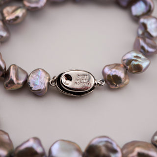 Baroque Freshwater Pearl Necklace in Silvery Lavender with Sterling Accent Clasp
