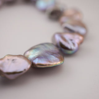 Baroque Freshwater Pearl Necklace in Silvery Lavender with Sterling Accent Clasp