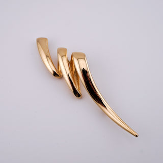Vintage Abstract Sculptural Goldtone Brooch – Elongated Modernist Design