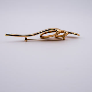 Vintage Abstract Sculptural Goldtone Brooch – Elongated Modernist Design