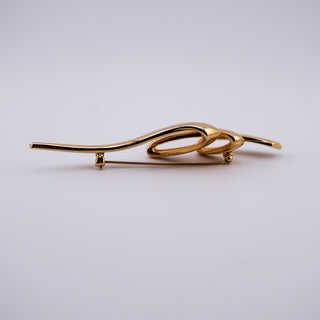 Vintage Abstract Sculptural Goldtone Brooch – Elongated Modernist Design
