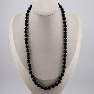 Vintage Black Crystal Bead Necklace 21"