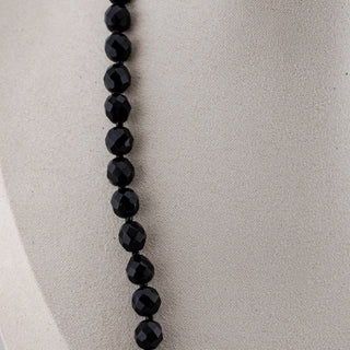 Vintage Black Crystal Bead Necklace 21"