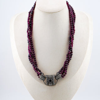 The Garnet Oath Five-Strand Garnet and Sterling Silver Necklace 17–21”
