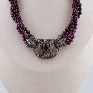 The Garnet Oath Five-Strand Garnet and Sterling Silver Necklace 17–21”