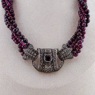 The Garnet Oath Five-Strand Garnet and Sterling Silver Necklace 17–21”