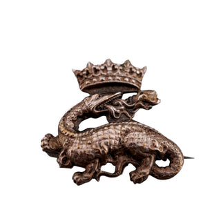 Antique Crowned Salamander Brooch – Emblem of King Francis I of France