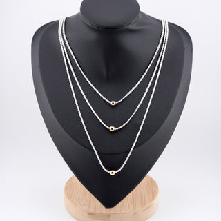 Vintage Trifari White Triple Strand Gold-tone Beads Necklace -16"