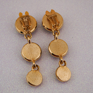 Vintage Paulo Deep Purple and Gold-Tone Dangle Clip-on Earrings