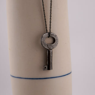 Antique Corning Cabinet Co. T80 Key Pendant on Adjustable Sterling Chain (19–22”)