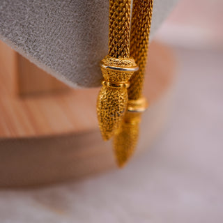 Vintage Trifari Mesh Tassel Necklace with Circular Centerpiece (26”)