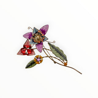 Vintage Whimsical Oversized Sculptural Glass Floral Brooch
