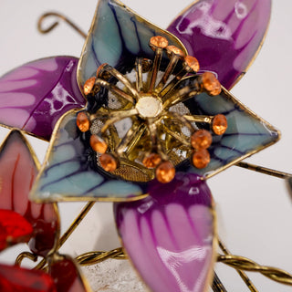 Vintage Whimsical Oversized Sculptural Glass Floral Brooch by Reserved Grace