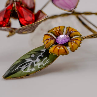 Vintage Whimsical Oversized Sculptural Glass Floral Brooch by Reserved Grace