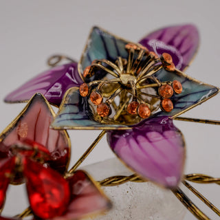 Vintage Whimsical Oversized Sculptural Glass Floral Brooch by Reserved Grace