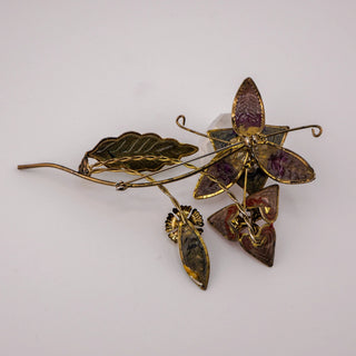 Vintage Whimsical Oversized Sculptural Glass Floral Brooch by Reserved Grace
