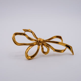 Vintage Crown Trifari Goldtone Ribbon Bow Brooch