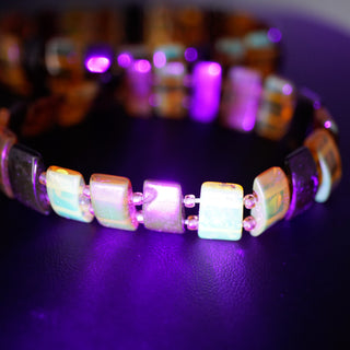 Amber Station Bracelets Set of 2 Sterling Silver and Gold Tone