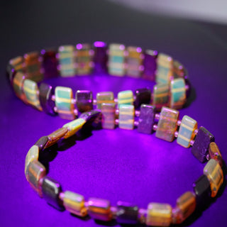 Amber Station Bracelets Set of 2 Sterling Silver and Gold Tone