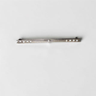 Art Deco Sterling Bar Brooch with Paste Stones
