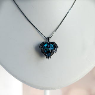 Contemporary Dark Crystal Heart Pendant Necklace with Matching Post Earrings Set | Reserved Grace