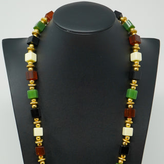 Vintage Trifari Lucite Multicolor Cube Necklace 23 Inch