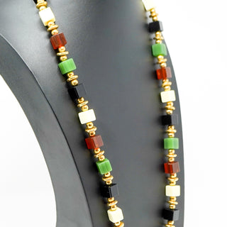 Vintage Trifari Lucite Multicolor Cube Necklace 23 Inch