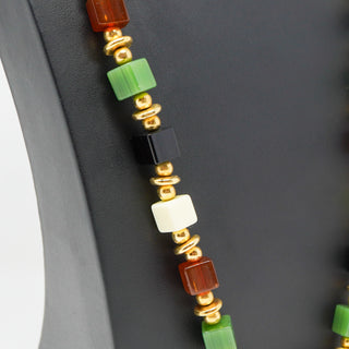 Vintage Trifari Lucite Multicolor Cube Necklace 23 Inch