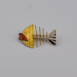 Fishbone – Mixed Metal Modernist Style in Gold Silver