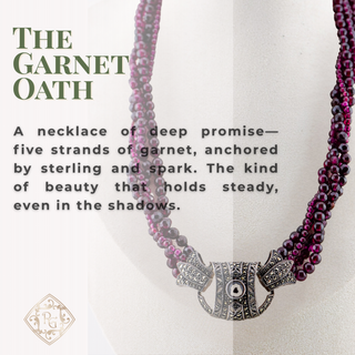 The Garnet Oath Five-Strand Garnet and Sterling Silver Necklace 17–21”
