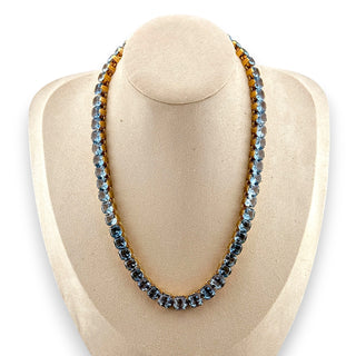 Vintage Henri Bendel Ice Blue Rivière Necklace with Goldtone Setting