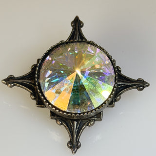 Sterling Radiant-Cut Aurora Borealis Brooch