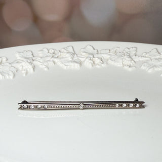Art Deco Sterling Bar Brooch with Paste Stones