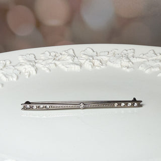 Art Deco Sterling Bar Brooch with Paste Stones